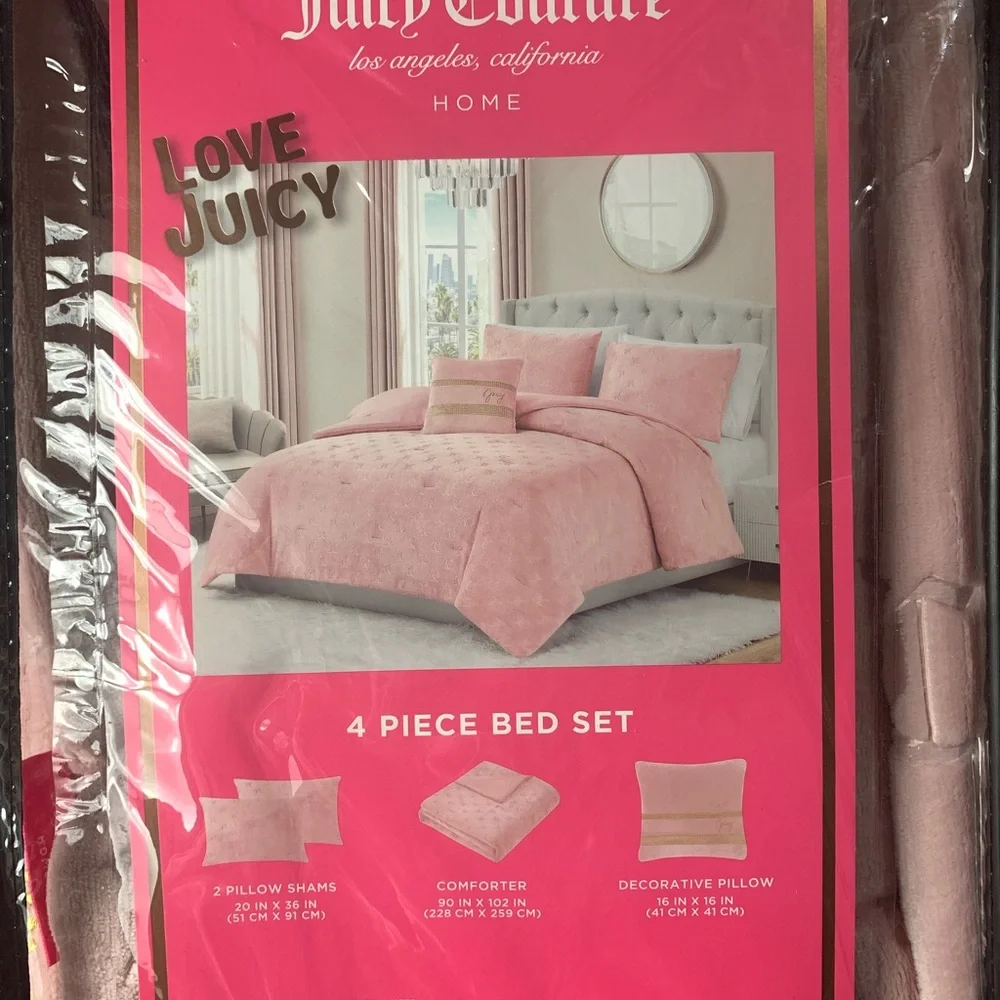 Juicy Couture Pink Comforter Set king pink Logos
